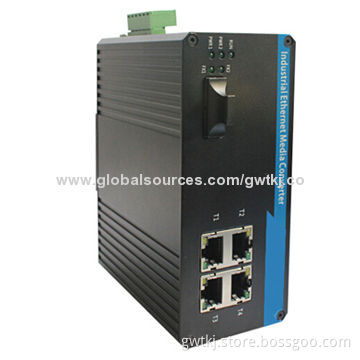Gigabit industrial Ethernet media converter, IP40 protection, compliant w/ EMC industrial standard